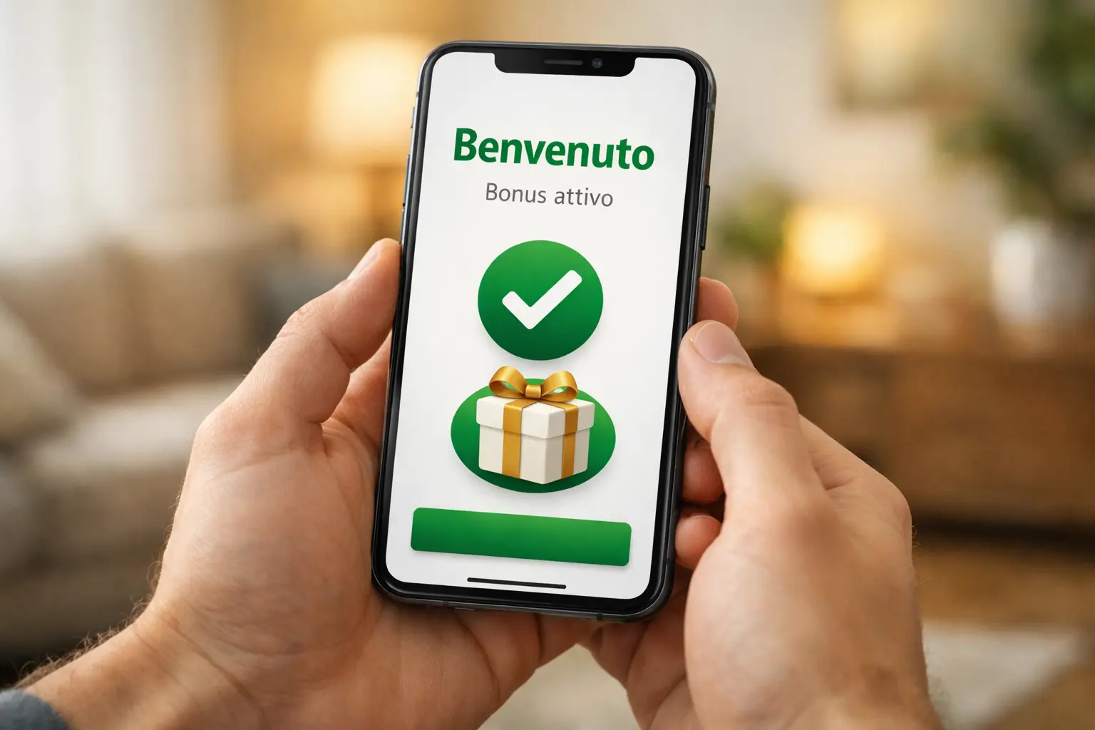 Schermo di smartphone con offerta bonus benvenuto per scommesse