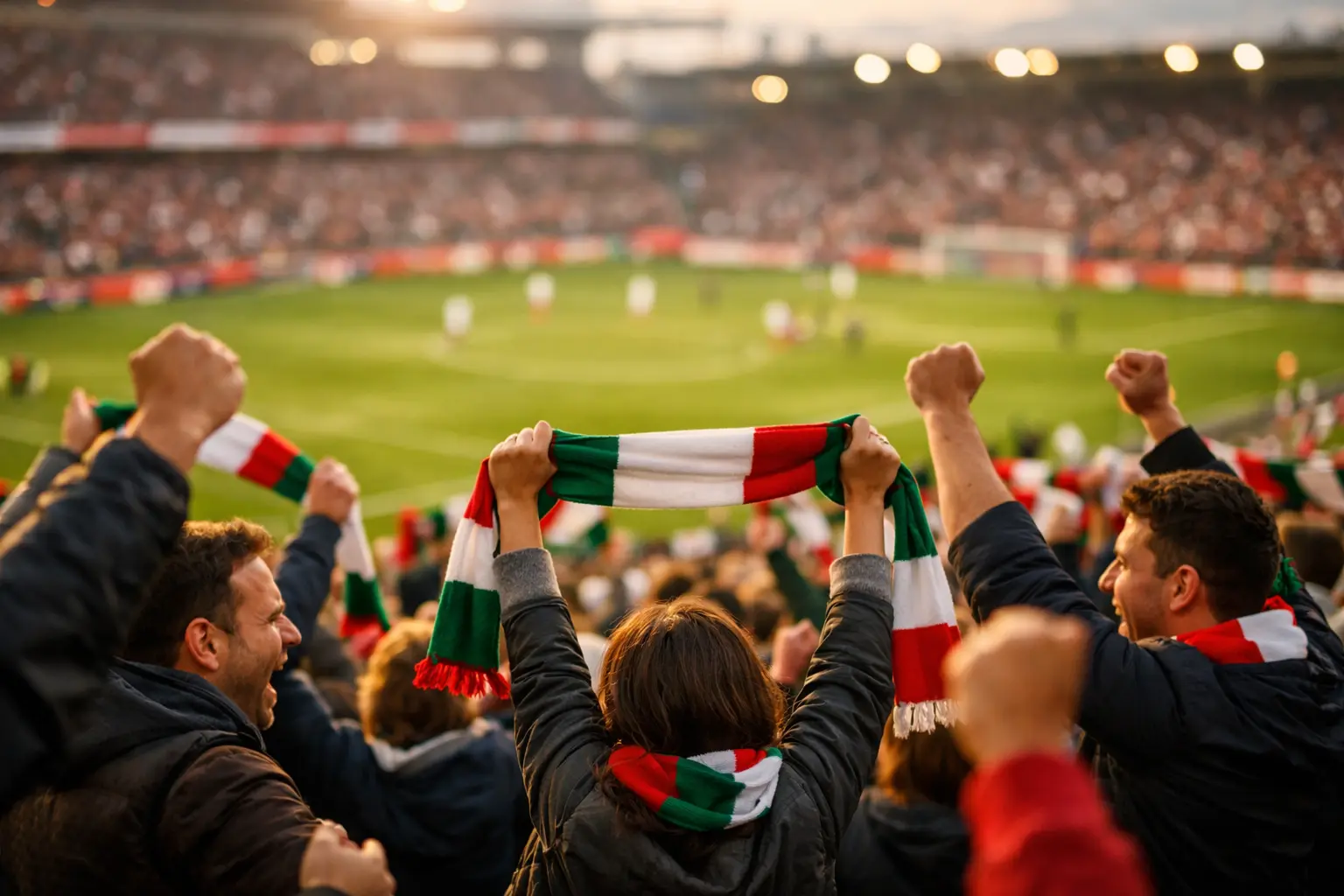 Tifosi italiani allo stadio durante una partita di Serie A