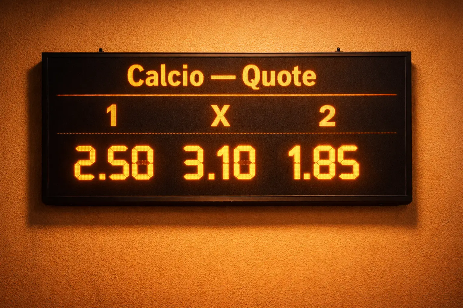 Tabellone luminoso con quote di una partita di calcio