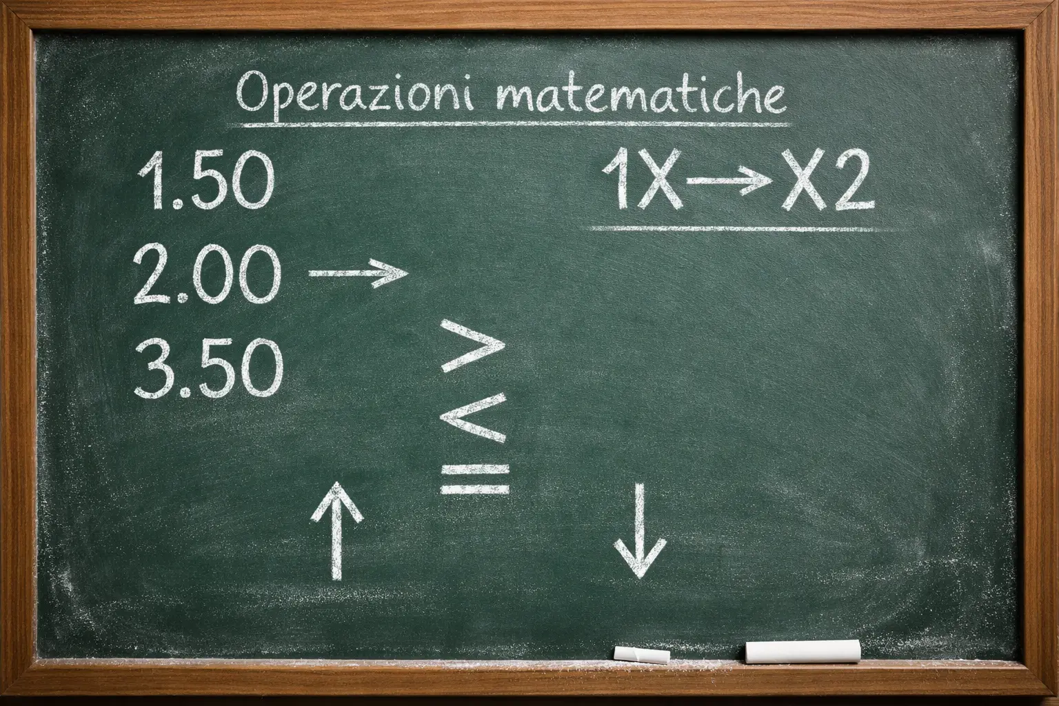 Lavagna con numeri e quote sportive scritte a gesso