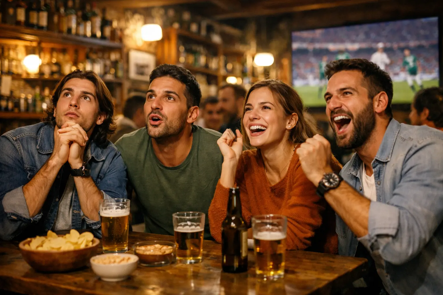 Tifosi italiani che guardano una partita di calcio su un grande schermo